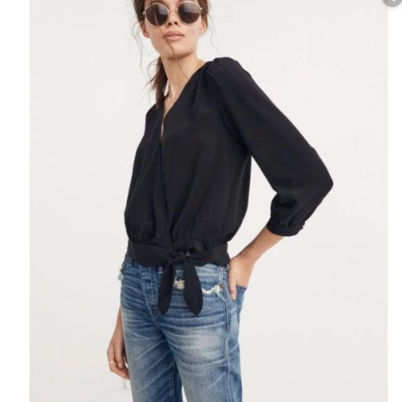 Madewell Tops - Madewell SIlk Wrap Top in Black